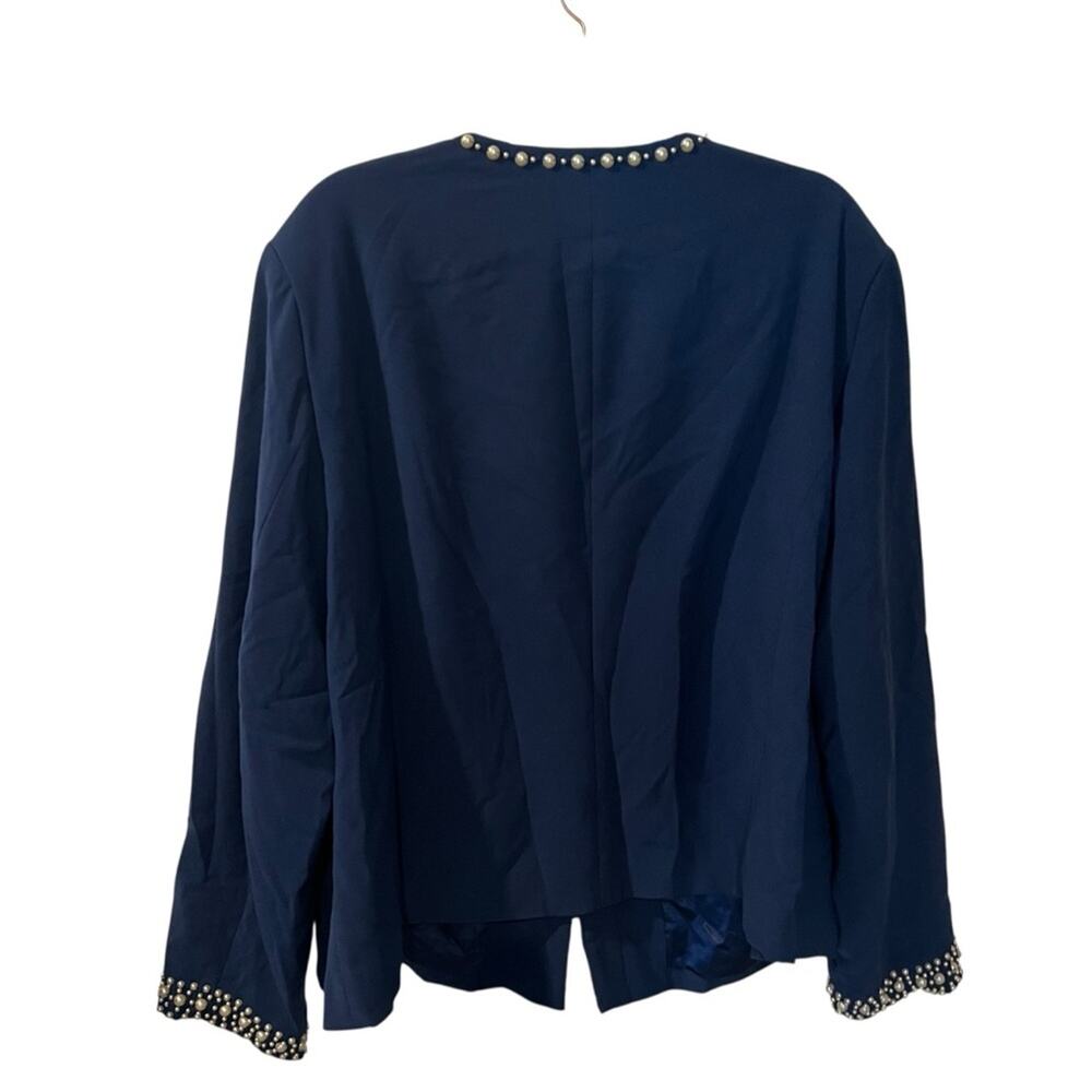 NWT Midnight Velvet Skirt Blazer Set Navy Pearl-Embellished Ensemble 24W - Picture 3 of 7